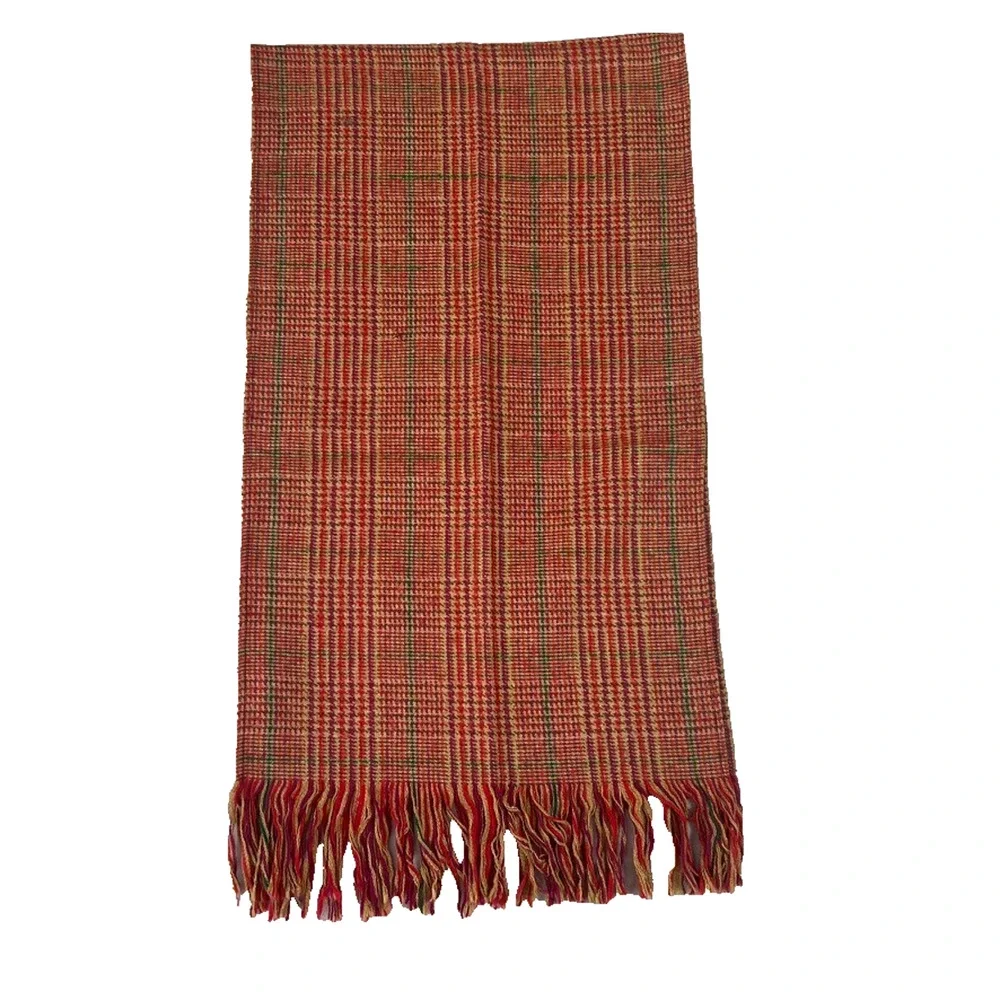 Unbranded Scarf Unisex Tweed Wool Blend Multicolor Fringe Soft Comfy